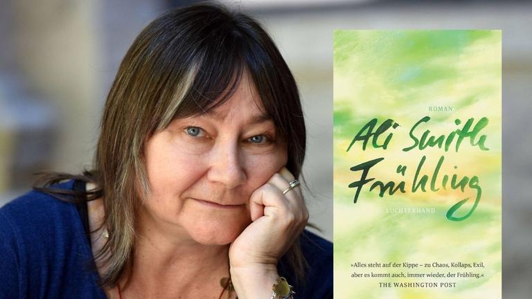 Ali Smith: "Frühling" Zu sehen sind die Autorin und das Buchcover. Ali Smith: "Frühling" Zu sehen sind die Autorin und das Buchcover.