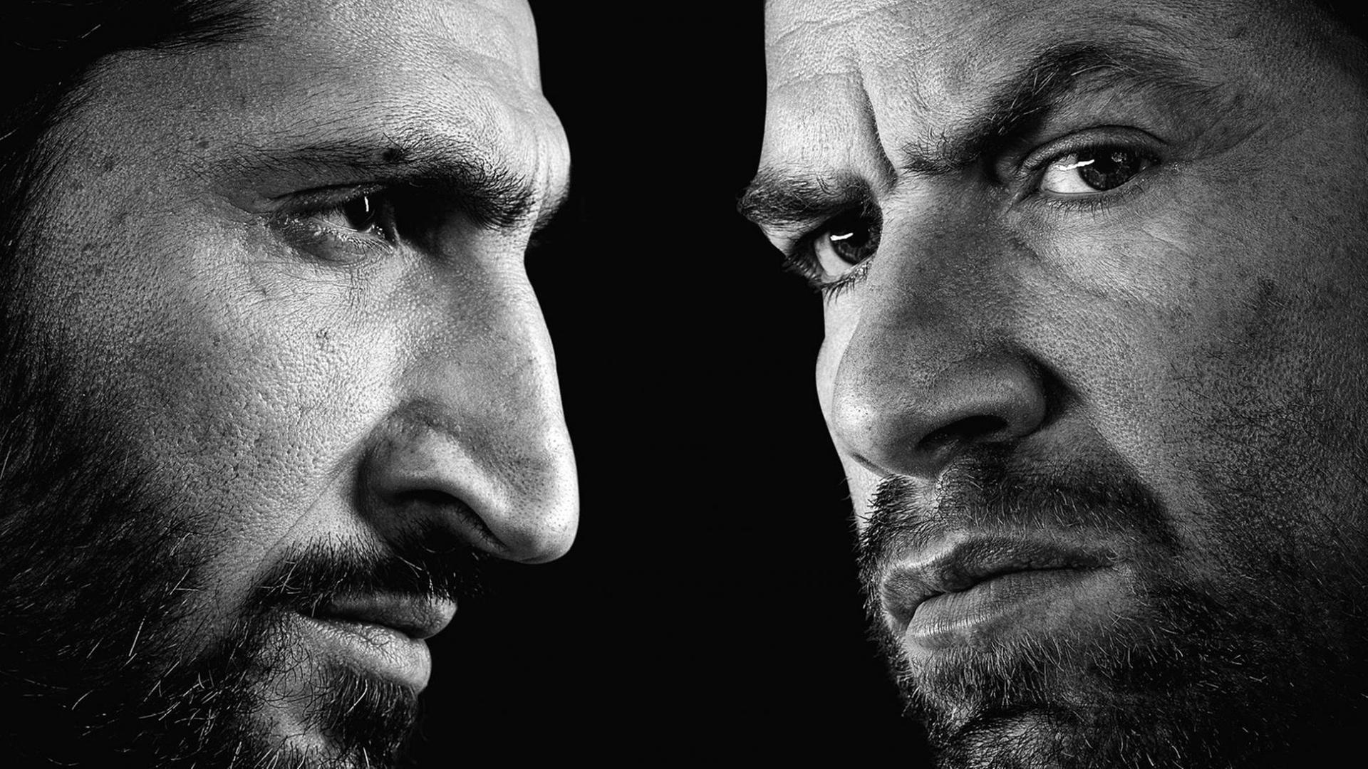zwei wütend aussehende Männer im Profil zwei wütend aussehende Männer im Profil
