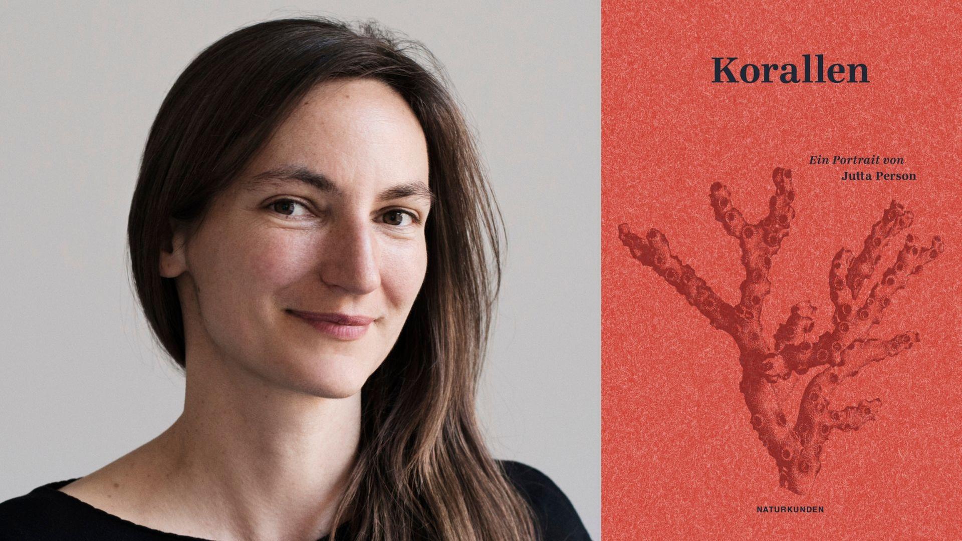 Zu sehen ist die Autorin Jutta Person und das Cover ihres Buches "Korallen". Zu sehen ist die Autorin Jutta Person und das Cover ihres Buches "Korallen".