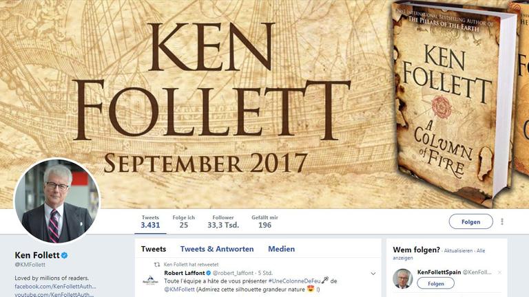 Twitteraccount des Schriftstellers Ken Follett Twitteraccount des Schriftstellers Ken Follett