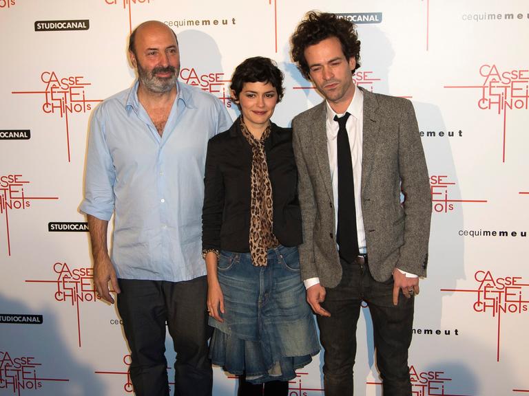 Der französische Regisseur Cedric Klapisch und die Hauptdarsteller von "Beziehungsweise New York" Romain Duris (re) und Audrey Tautou (li)