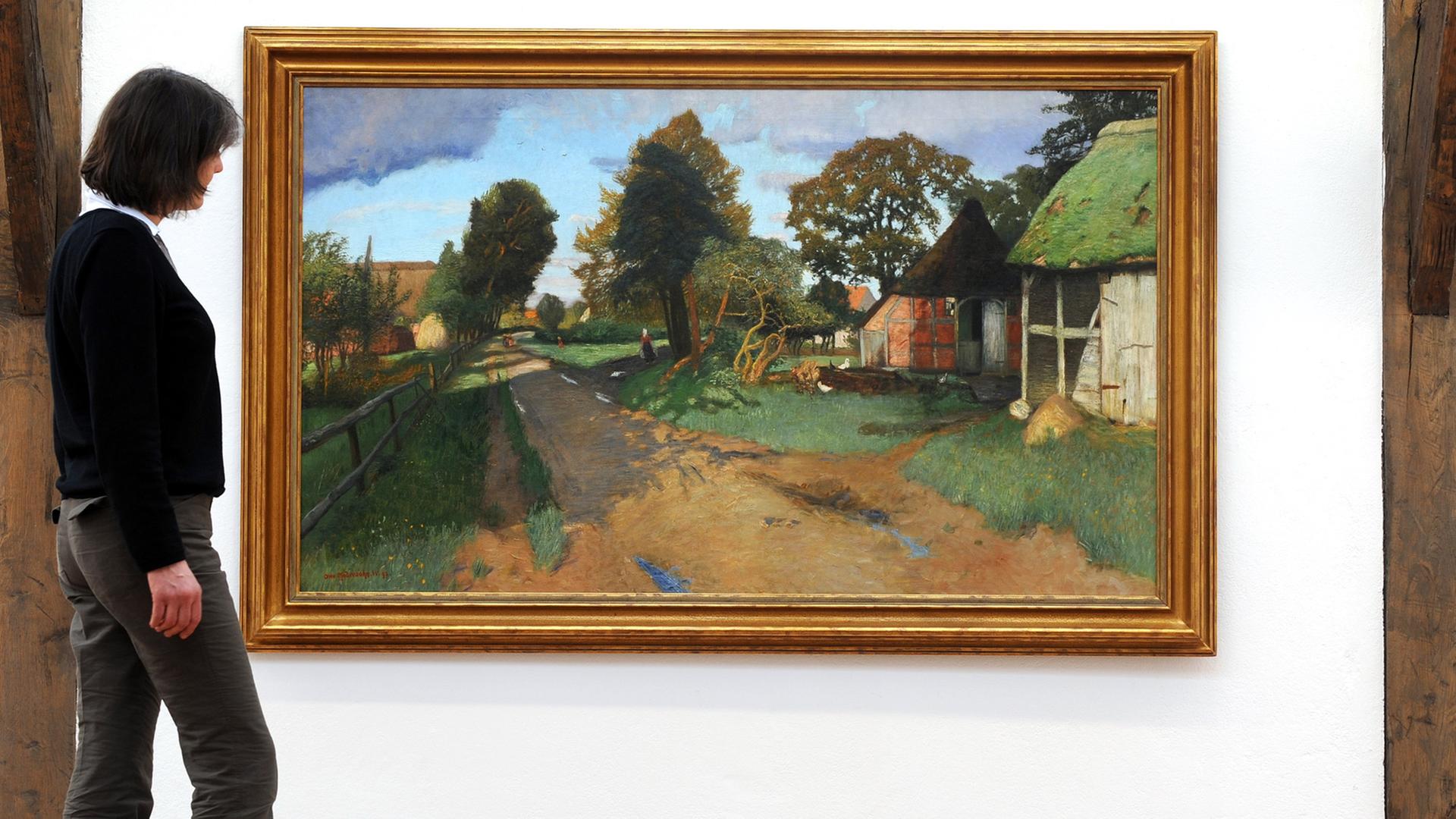 Otto Modersohns Gemälde "Dorfstraße in Worpswede" im Otto-Modersohn-Museum in Fischerhude (Kreis Verden) Otto Modersohns Gemälde "Dorfstraße in Worpswede" im Otto-Modersohn-Museum in Fischerhude (Kreis Verden)