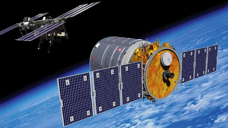 Cygnus-Kapsel im Anflug auf die ISS (Animation) Cygnus-Kapsel im Anflug auf die ISS (Animation)