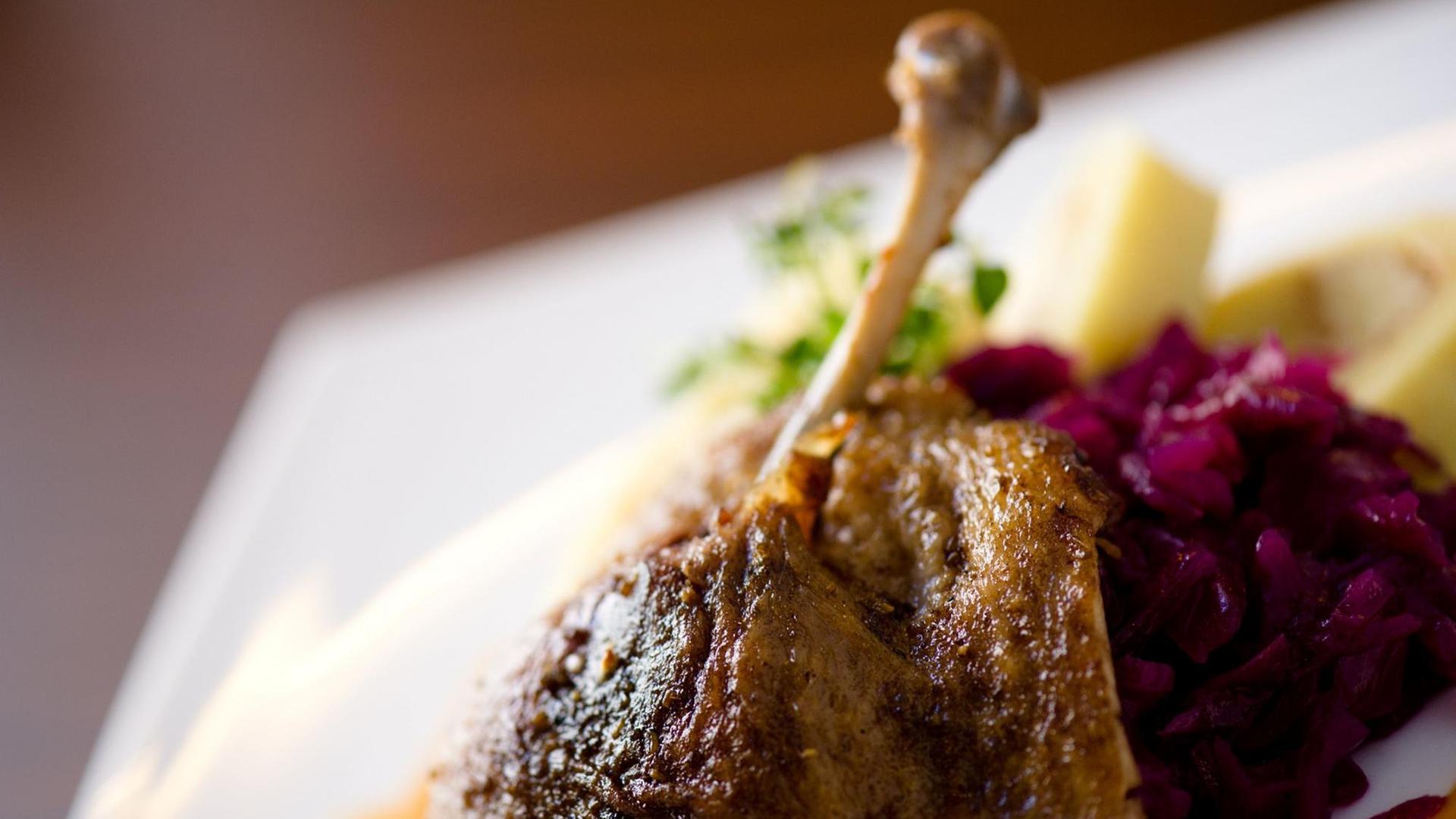 Roast duck, dumplings, sauerkraut, Christmas Eve menu Roast duck, dumplings, sauerkraut, Christmas Eve menu