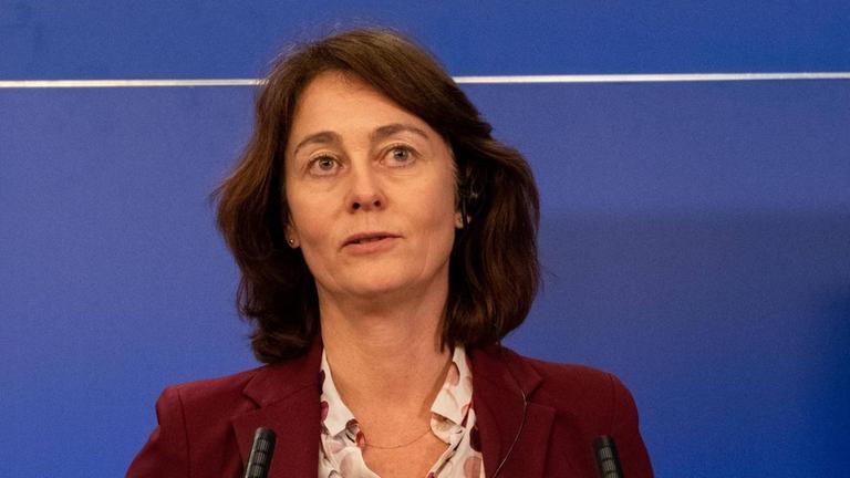 Katarina Barley während eienr Pressekonferenz des Europäischen Parlaments