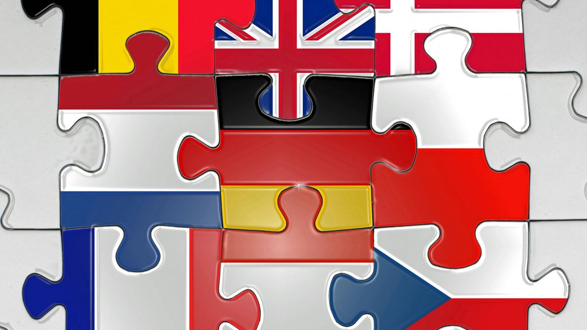 Puzzle mit Flaggen von EU-Ländern