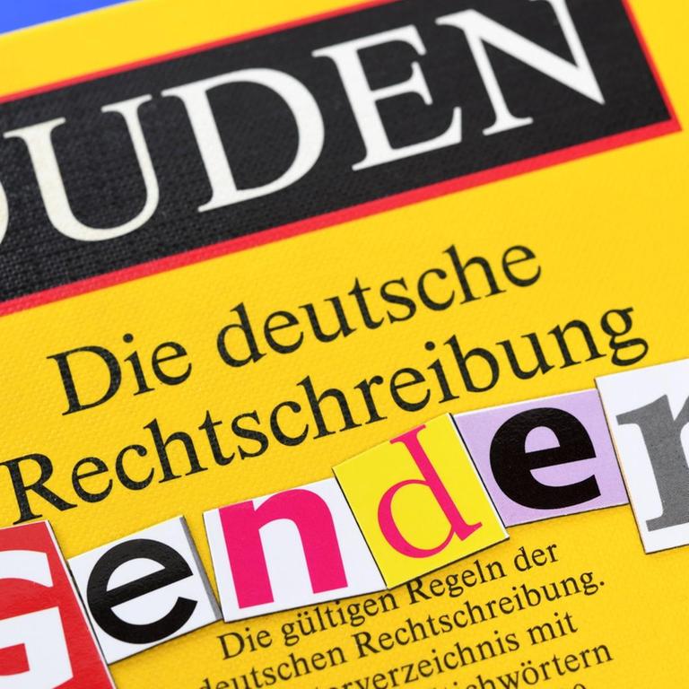 Auf einer Ausgabe des Duden formen Buchstaben das Wort Gender mit einem Gendersternchen am Ende.