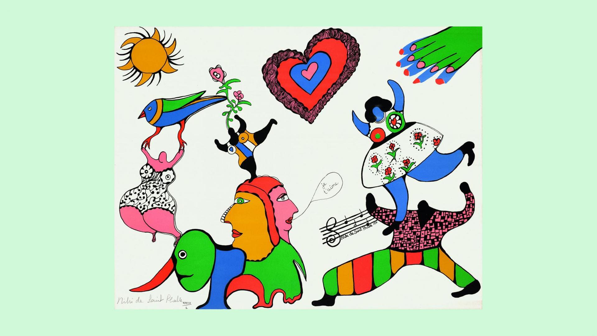 Bunte Figuren gemalt von Niki de Saint Phalle Bunte Figuren gemalt von Niki de Saint Phalle