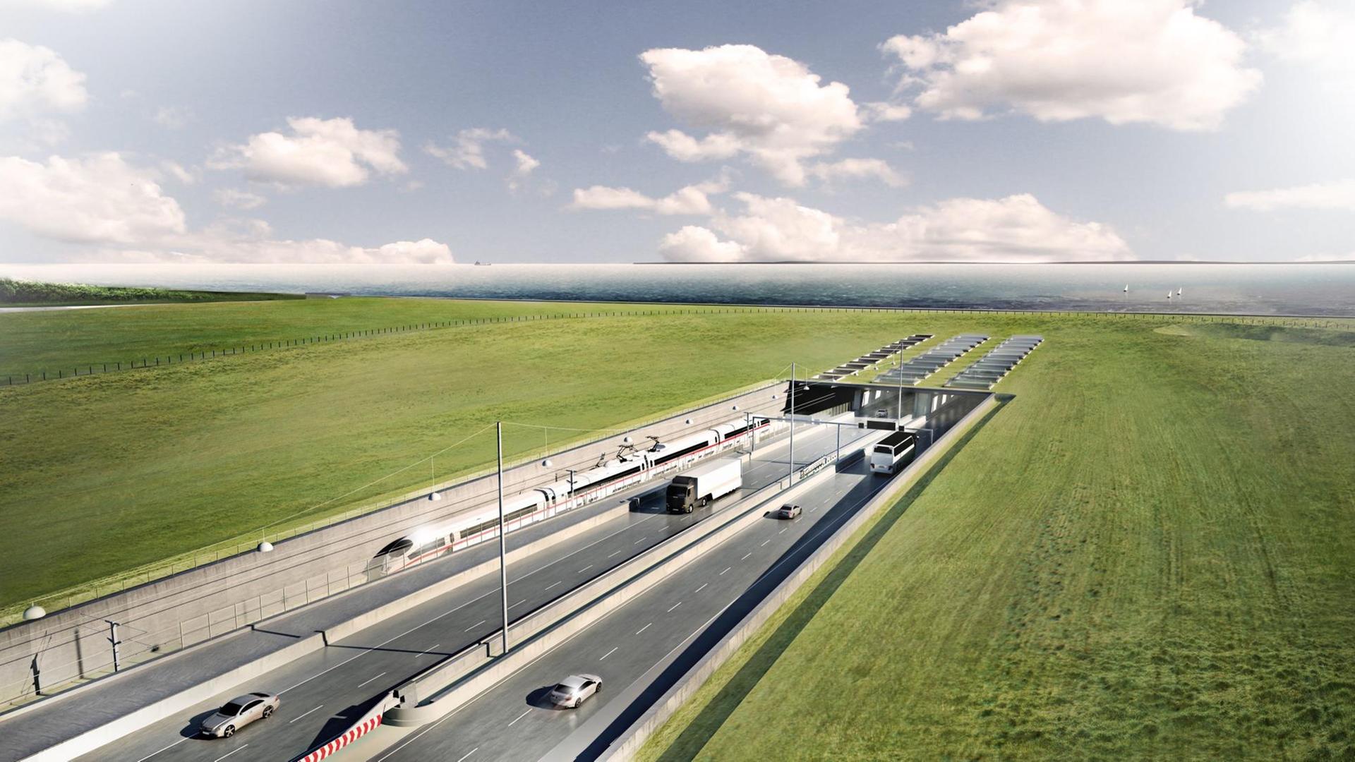 Visualisierung des geplanten Fehmarnbelt-Tunnels zwischen Deutschland und Dänemark. Visualisierung des geplanten Fehmarnbelt-Tunnels zwischen Deutschland und Dänemark.