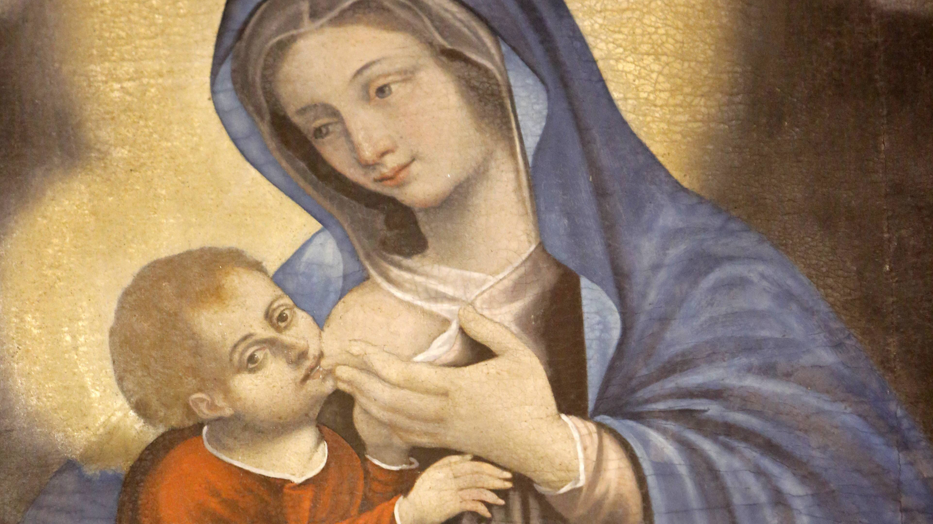 Bildnis von Maria, die Jesus die Brust gibt. Bildnis von Maria, die Jesus die Brust gibt.
