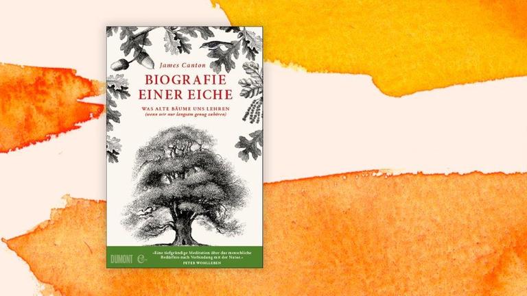 Das Buchcover "Biografie einer Eiche" von James Canton ist vor einem grafischen Hintergrund zu sehen. Das Buchcover "Biografie einer Eiche" von James Canton ist vor einem grafischen Hintergrund zu sehen.