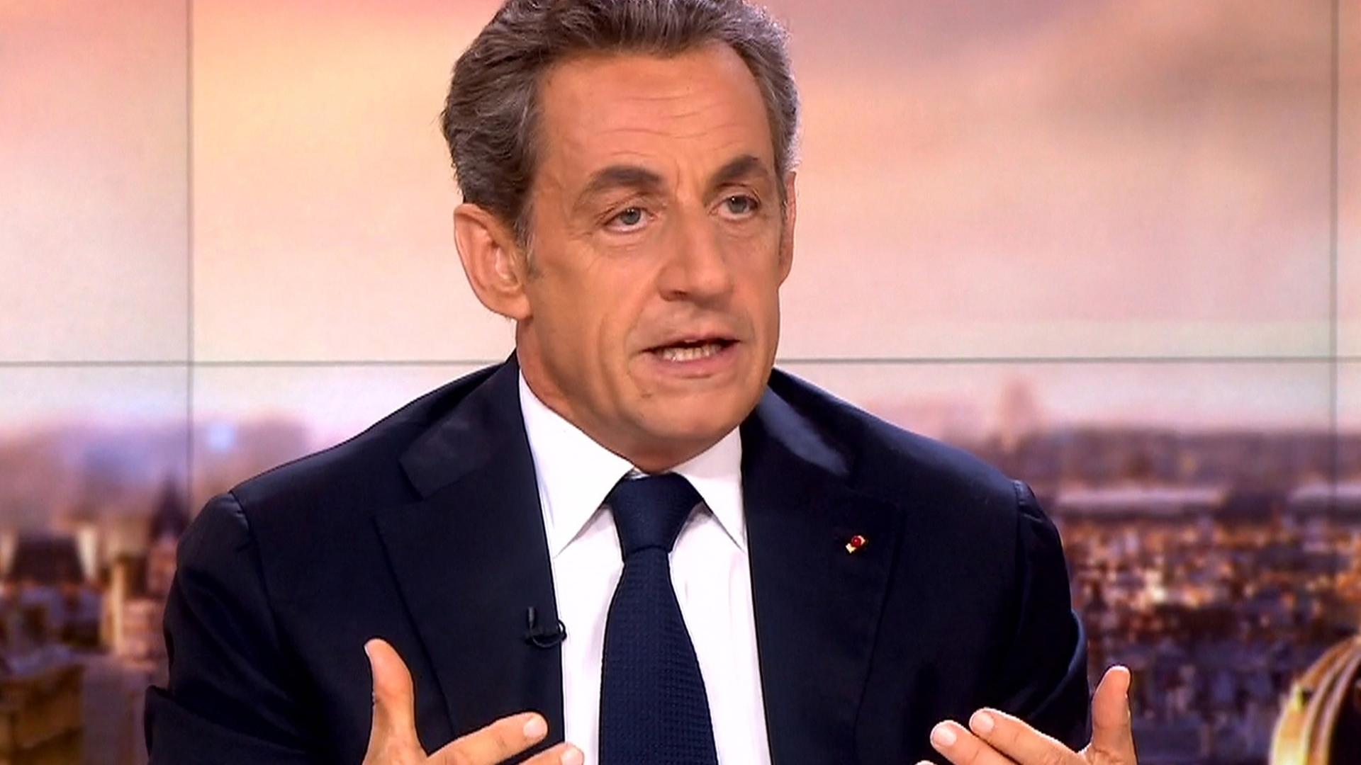 Der frühere französische Staatspräsident Nicolas Sarkozy während einer Fernsehsendung am 21. September 2014. Der frühere französische Staatspräsident Nicolas Sarkozy während einer Fernsehsendung am 21. September 2014.