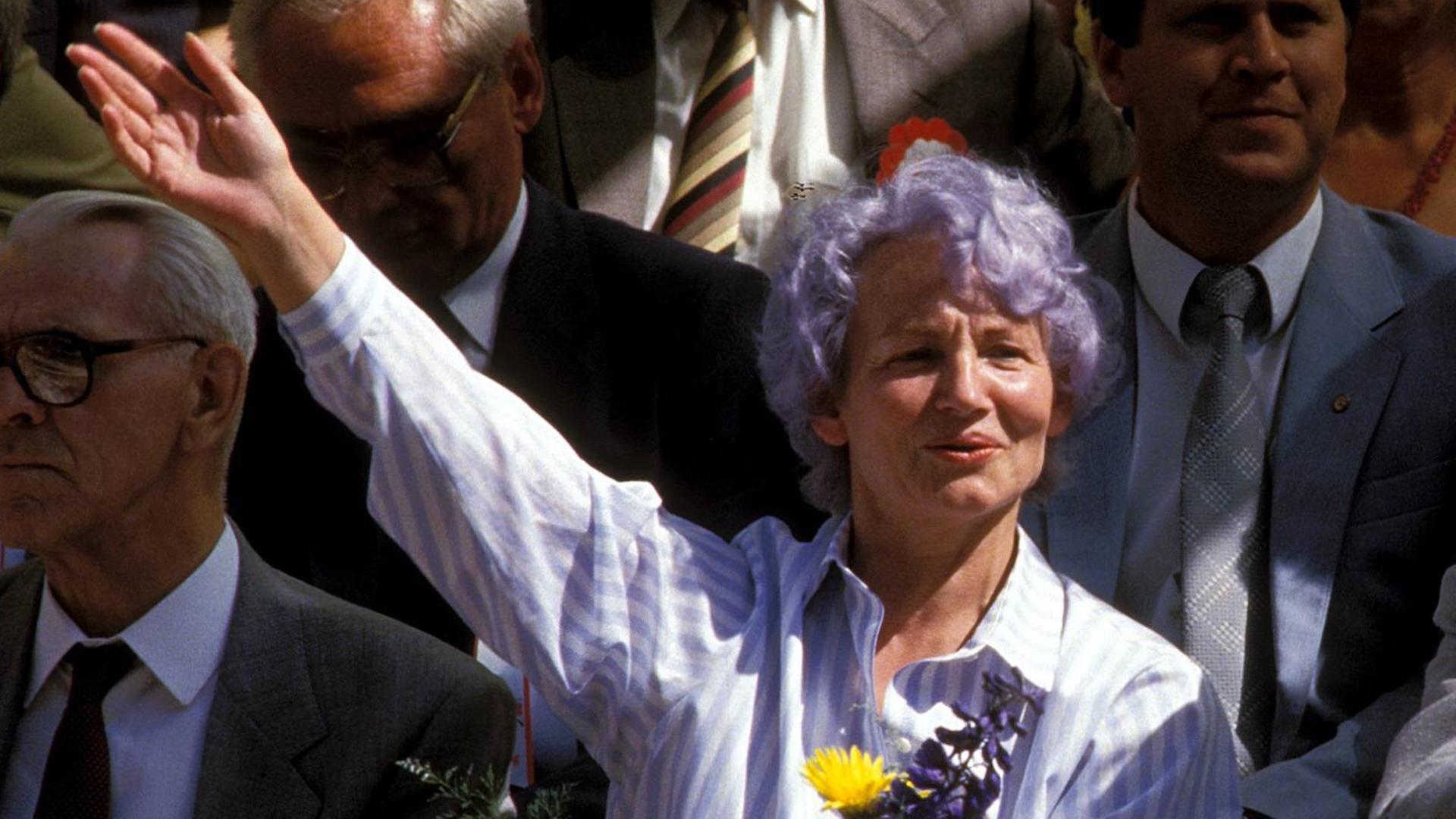 Die ehemalige Bildungsministerin der DDR, Margot Honecker, bei einem Festakt 1987