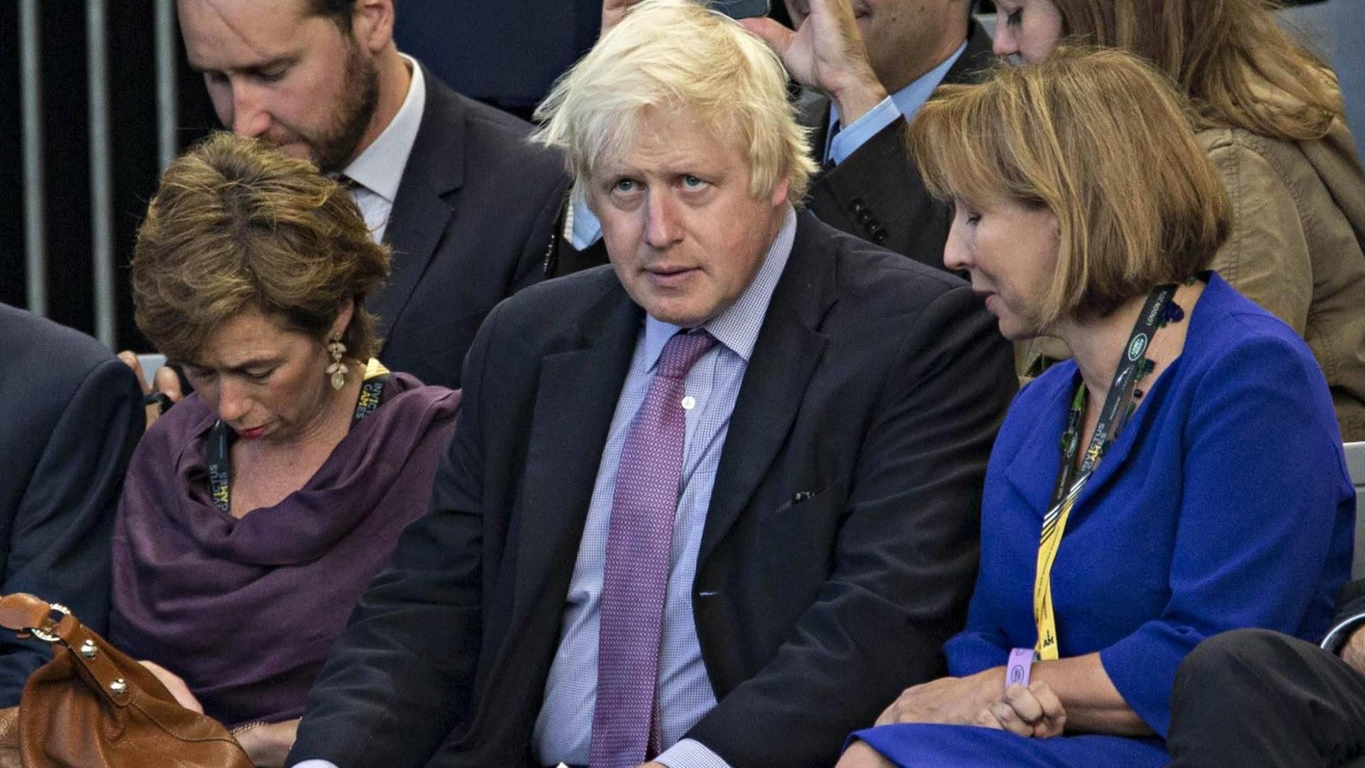 Der damalige Bürgermeister von London, Boris Johnson, und die jetzige BBC4-Today-Chefin Sarah Sands. London, 11.9.2014. Der damalige Bürgermeister von London, Boris Johnson, und die jetzige BBC4-Today-Chefin Sarah Sands. London, 11.9.2014.