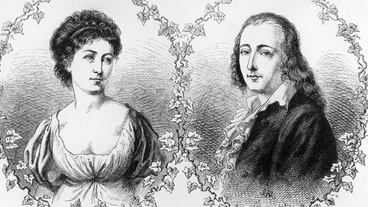Friedrich Hölderlin und Susette Gontard nach einer Zeichnung von Norbert Schroedl (1842-1912). Friedrich Hölderlin und Susette Gontard nach einer Zeichnung von Norbert Schroedl (1842-1912).
