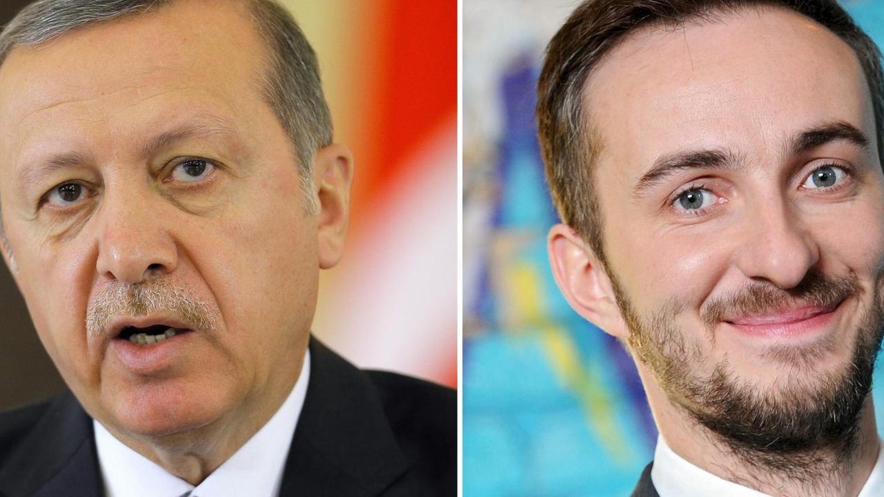 Der türkische Präsident Recep Tayyip Erdogan und ZDF-Moderator Jan Böhmermann in verschiedenen Aufnahmen nebeneinander. Der türkische Präsident Recep Tayyip Erdogan und ZDF-Moderator Jan Böhmermann in verschiedenen Aufnahmen nebeneinander.