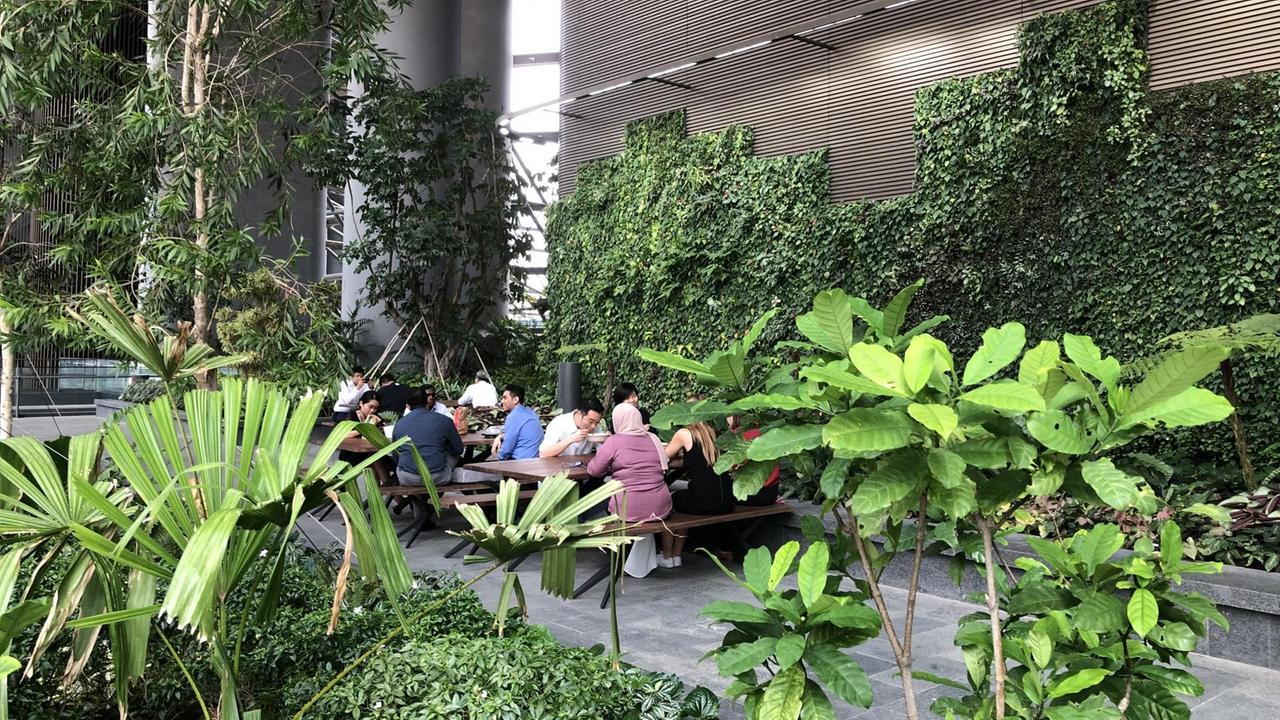 Garten im Innenhof mit Mittagstisch Garten im Innenhof mit Mittagstisch
