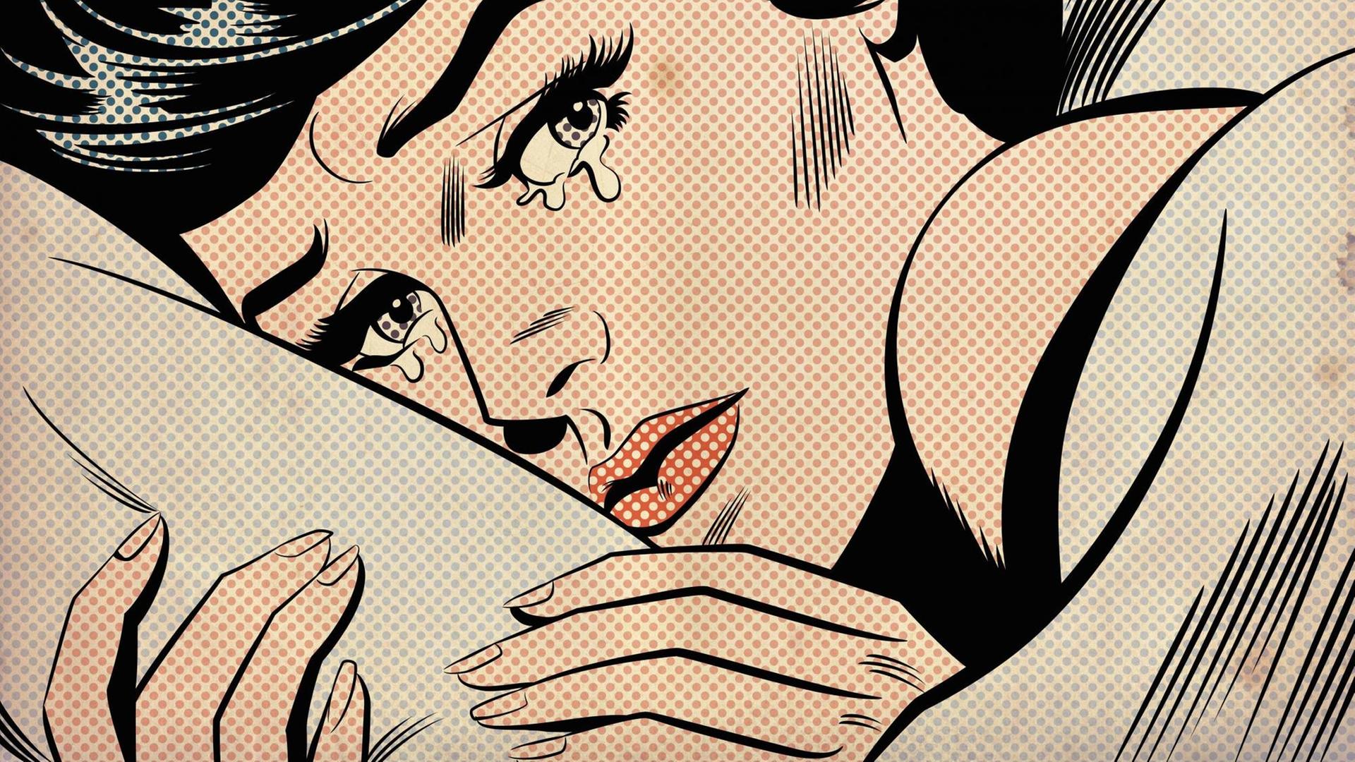 Popart Illustration einer weinenden Frau Popart Illustration einer weinenden Frau