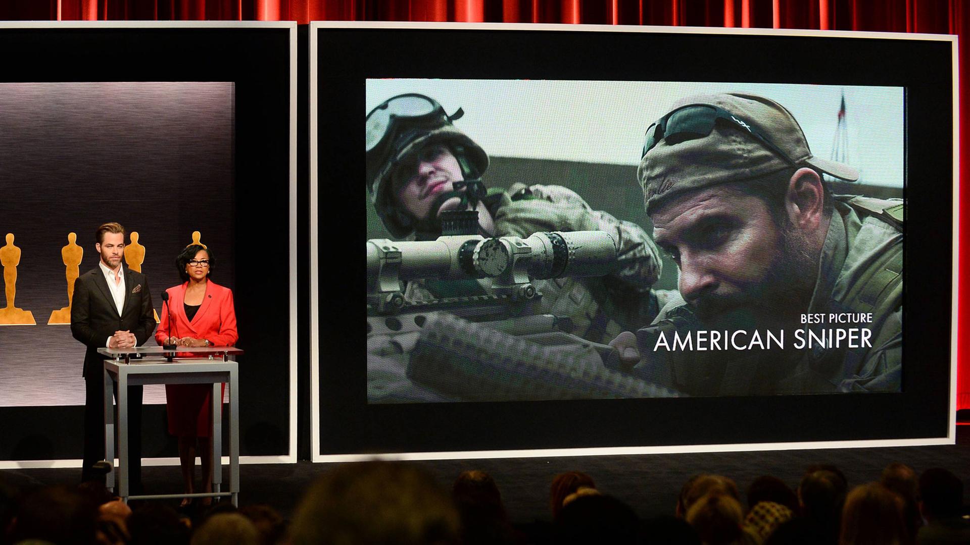 Clint Eastwoods Scharfschützendrama "American Sniper" wurde für sechs Oscars nominiert. Clint Eastwoods Scharfschützendrama "American Sniper" wurde für sechs Oscars nominiert.