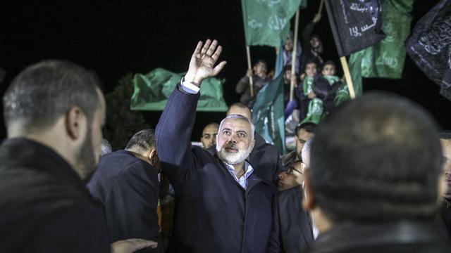 Hamas-Anführer Ismail Hanija nimmt am 6.12.2017 an einer Protestveranstaltung gegen Trumps Jerusalem-Entscheidung in Gaza teil.