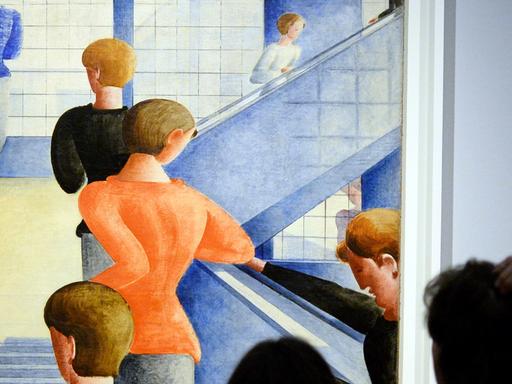 Das Gemälde "Bauhaustreppe" (1932) in der Ausstellung "Oskar Schlemmer - Visionen einer neuen Welt" in der Stuttgarter Staatsgalerie