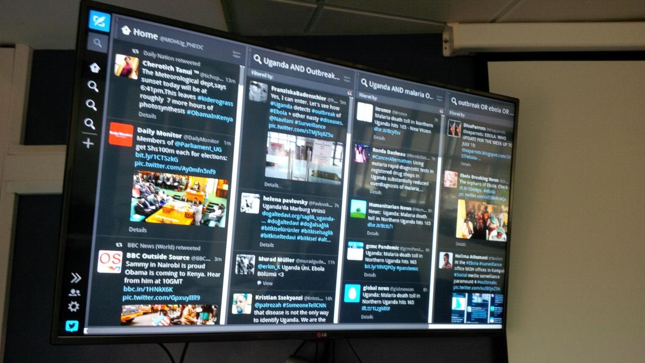Twitter-Wall im Emergency Operation Center von Uganda Twitter-Wall im Emergency Operation Center von Uganda