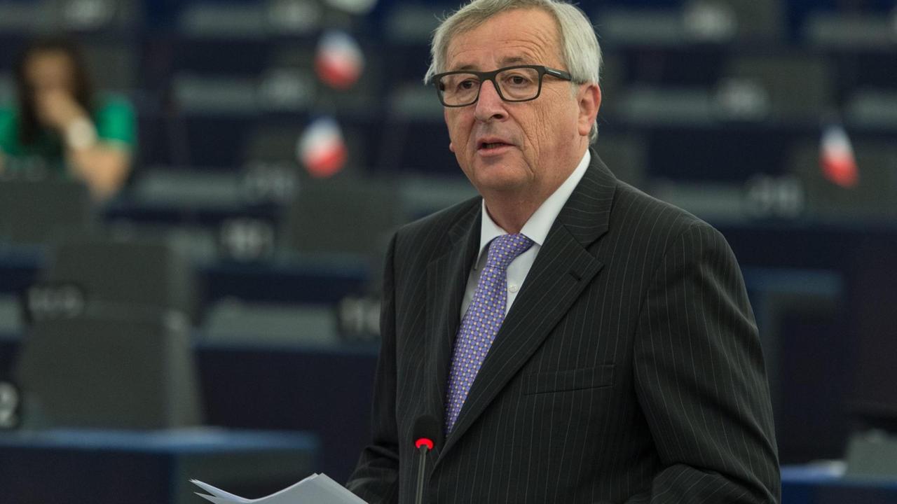 EU-Kommissionspräsident Jean-Claude Juncker hält eine Rede im EU-Parlament in Straßburg