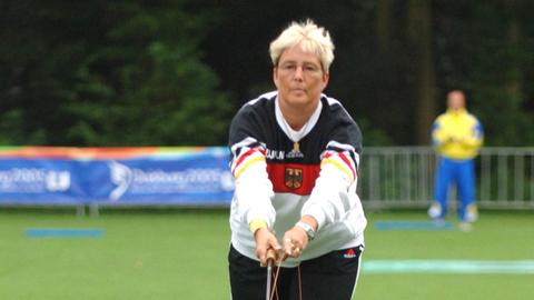 Jana Maisel beim Casting in der Disziplin "Fliege Zielwurf", bei den World Games der nicht-olympischen Sportdisziplinen 2005