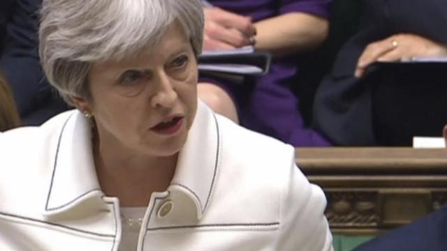 Die britische Premierministerin Theresa May bei einer Rede im Unterhaus in London.