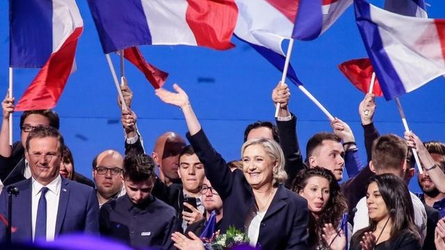 Wahlkampfauftritt der rechtsextremen Präsidentschaftsbewerberin Marine Le Pen (Front National) in Villepinte am 1. Mai 2017.