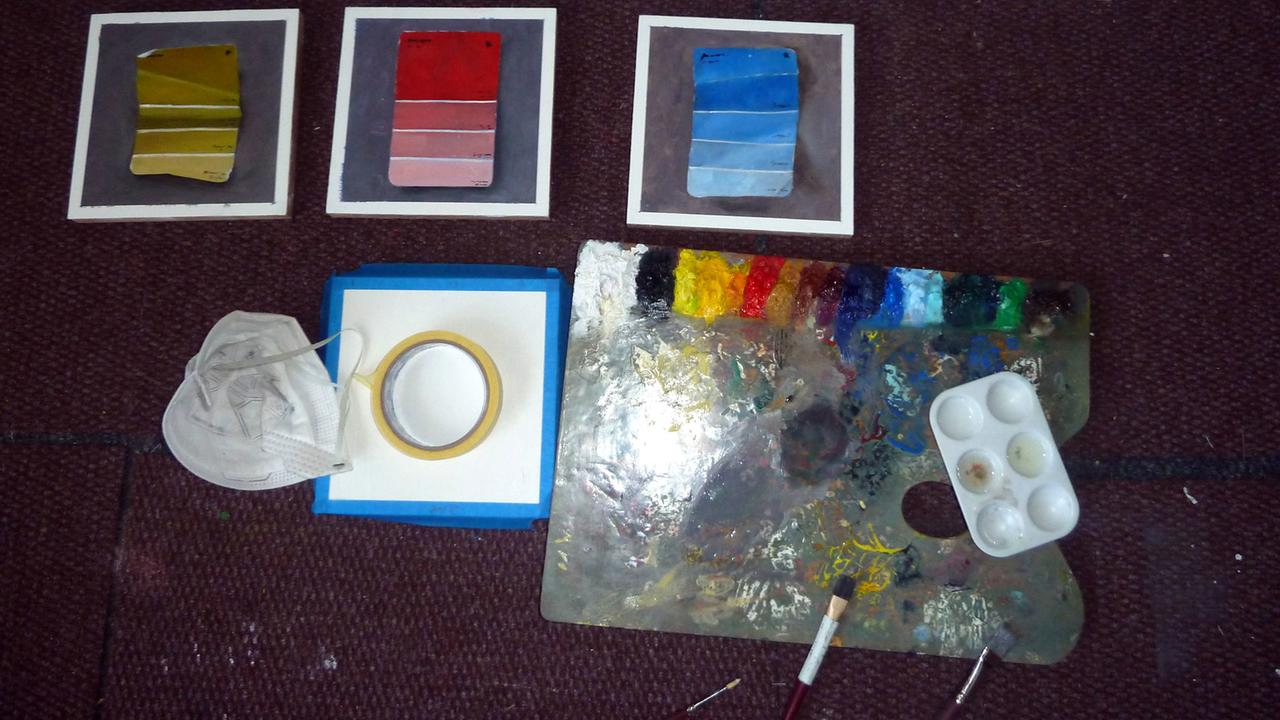 Farben für Rory Emmetts "Colourman" in seinem Atelier Farben für Rory Emmetts "Colourman" in seinem Atelier