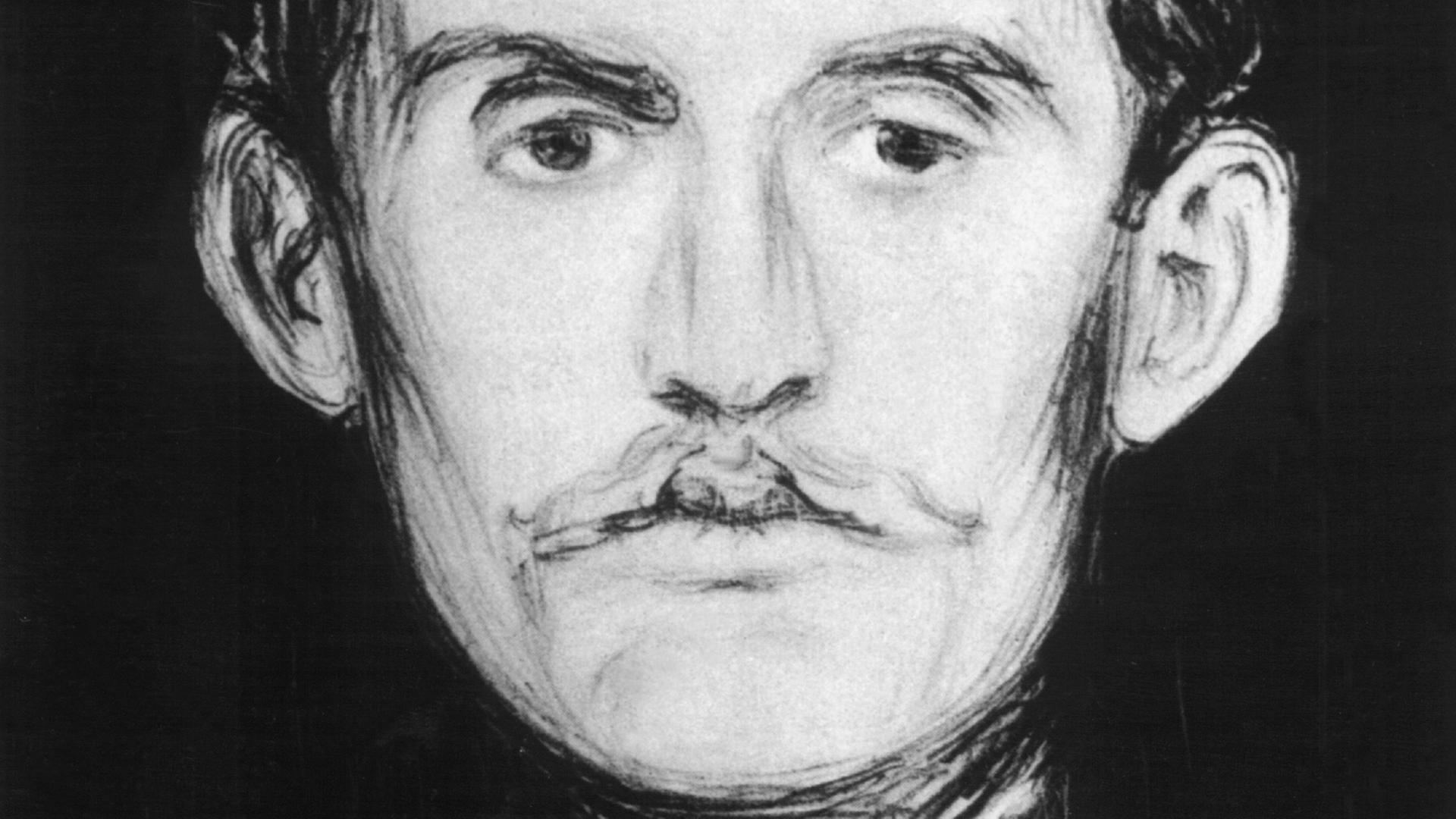 Undatierte Aufnahme eines Selbstbildnisses des norwegischen Malers Edvard Munch. Undatierte Aufnahme eines Selbstbildnisses des norwegischen Malers Edvard Munch.