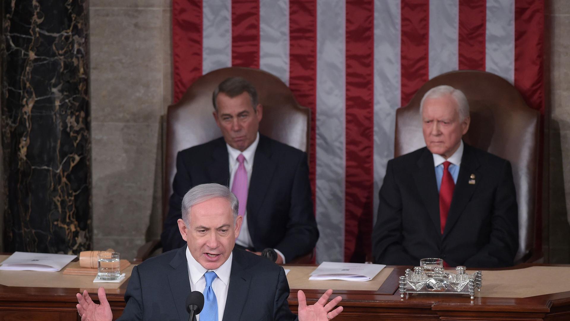 Israels Regierungschef Benjamin Netanjahu hält im US-Kongress eine Rede. Israels Regierungschef Benjamin Netanjahu hält im US-Kongress eine Rede.