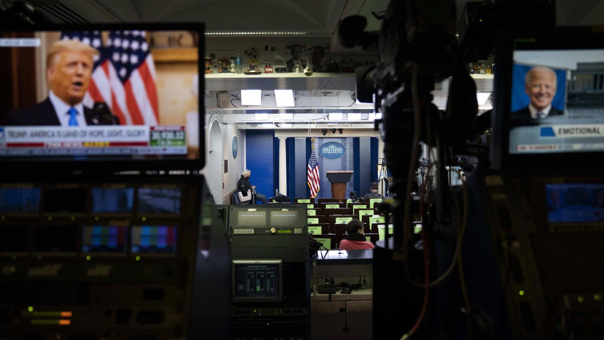 Blick in den Briefing Room im Weißen Haus. Blick in den Briefing Room im Weißen Haus.
