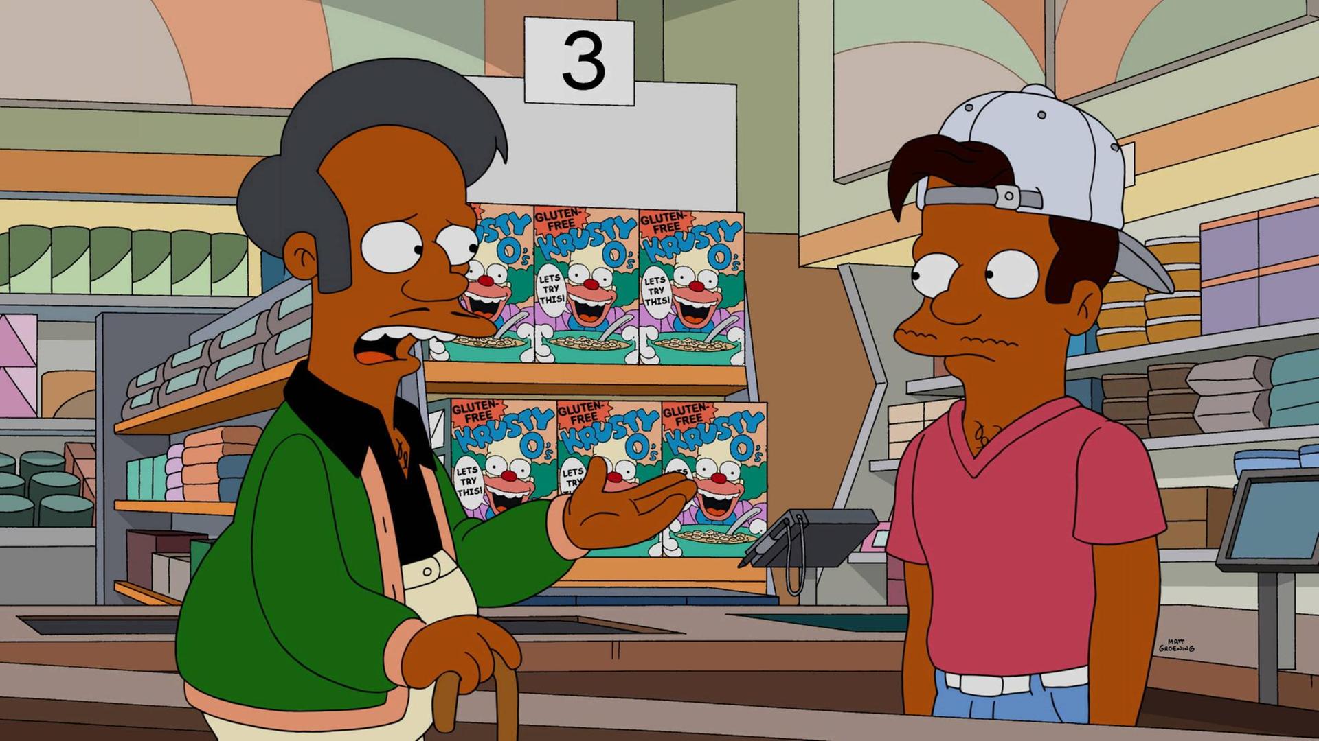 Apu und sein Neffe Jay aus der Serie "Die Simpsons". Apu und sein Neffe Jay aus der Serie "Die Simpsons".