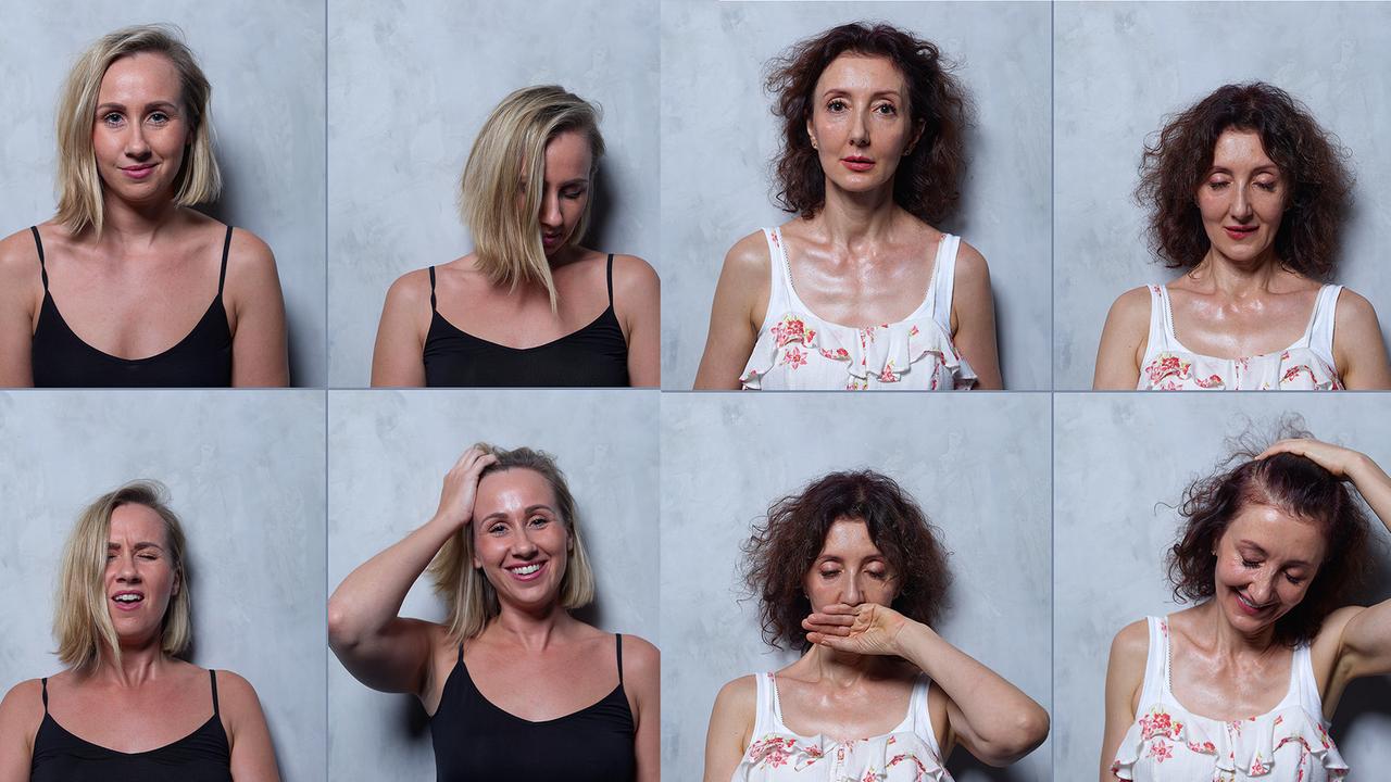 Zwei Frauen und ihre Gesichtsstudien zu ihrem individuellen Höhepunkt.