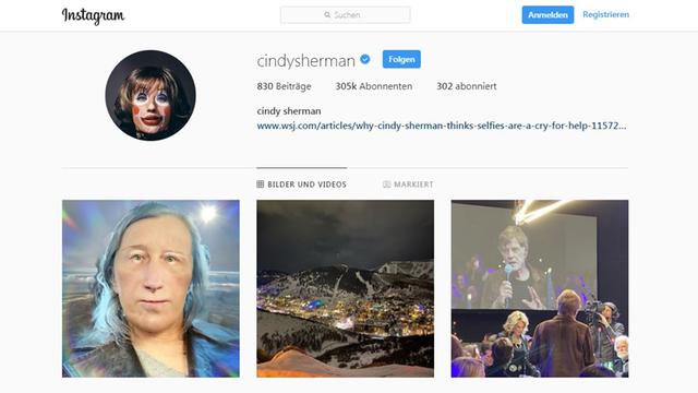 Der Instagram-Account von Cindy Sherman ziegt einige Bilder der Künstlerin