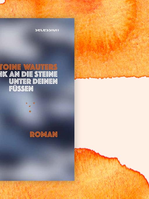 Buchcover "Denk an die Steine unter deinen Füßen" auf orangem Hintergrund