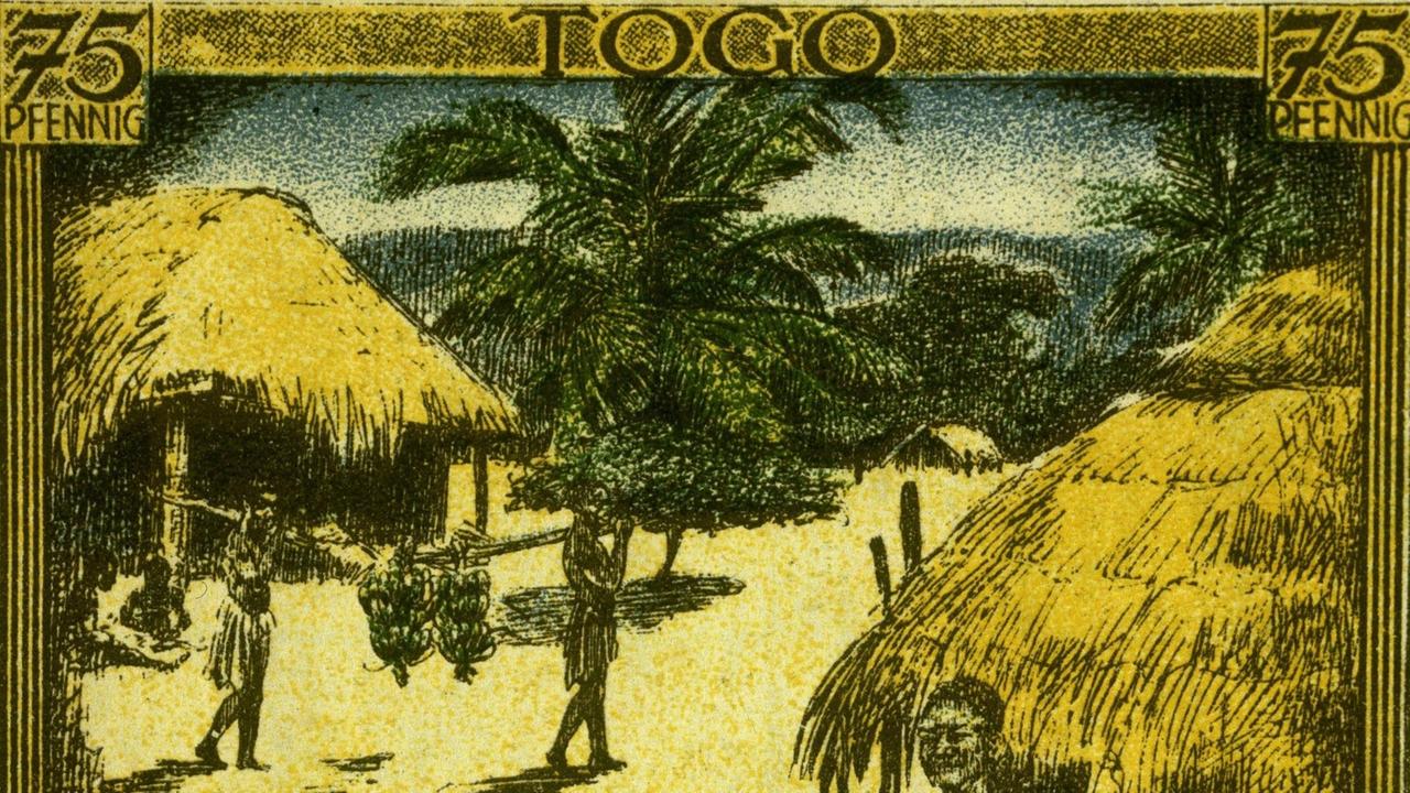 Eine historische Druckgrafik: Notgeld in Afrika mit der Aufschrift "Togo/75 Pfennig". Togo, Westafrika, 1884-1914 Gebiet des deutschen Reiches in der Kolonialzeit. Ca. 1920/21. Eine historische Druckgrafik: Notgeld in Afrika mit der Aufschrift "Togo/75 Pfennig". Togo, Westafrika, 1884-1914 Gebiet des deutschen Reiches in der Kolonialzeit. Ca. 1920/21.