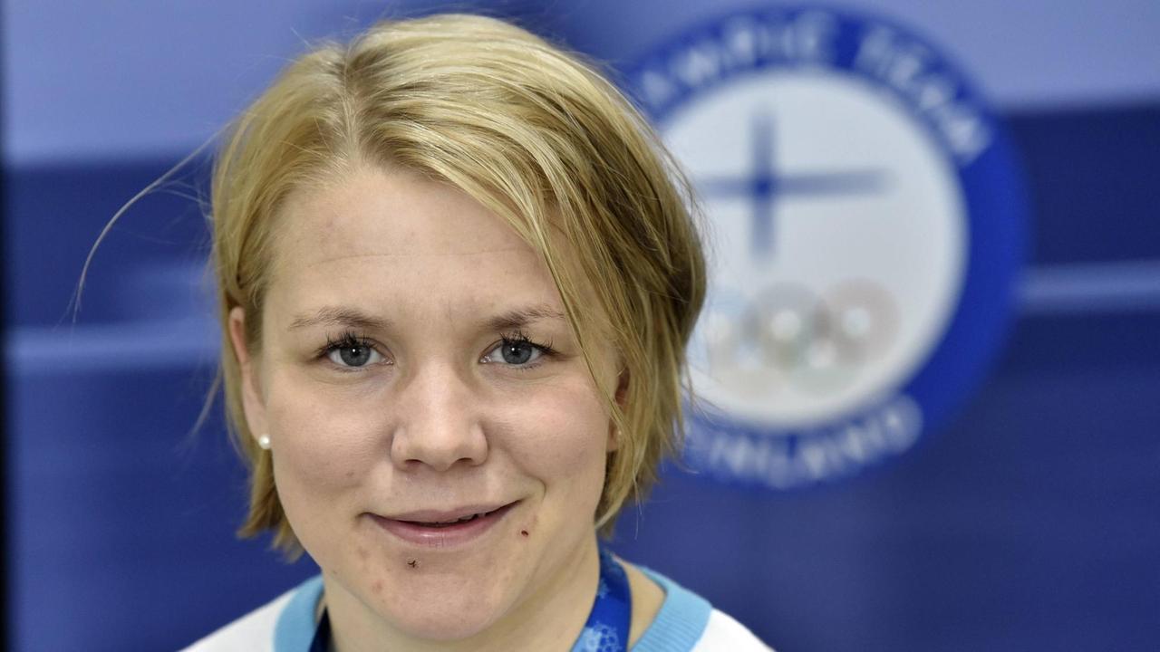 Emma Terho in leitender Funktion bei der finnischen Olympiamannschaft während der Olympischen Winterspiele 2018 in Pyeongchang Emma Terho in leitender Funktion bei der finnischen Olympiamannschaft während der Olympischen Winterspiele 2018 in Pyeongchang