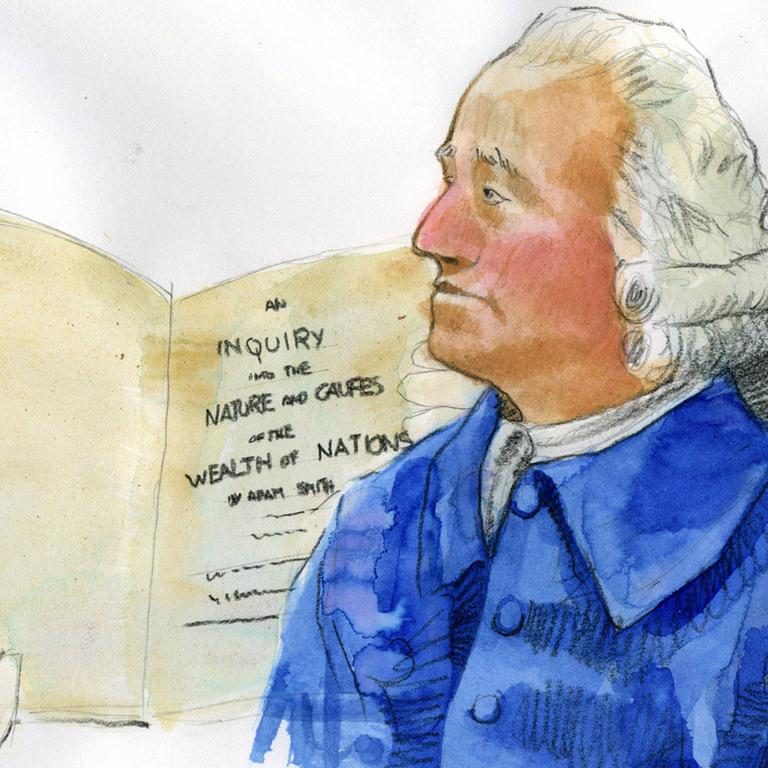 Ein Porträt zeigt den schottischen Philosophen und Ökonomen Adam Smith (1723-1780)
