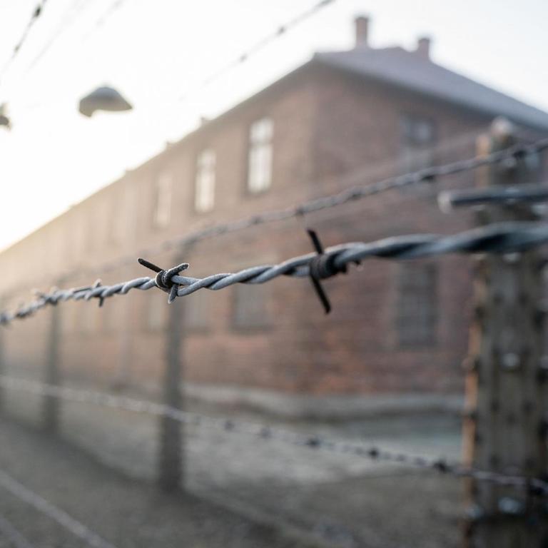 Blick auf die Stacheldrahtanlage des früheren Konzentrationslagers Auschwitz am frühen Morgen des 24.01.2020, im Vorfeld des 75. Jahrestages der Befreiung des Konzentrationslagers durch die Rote Armee.