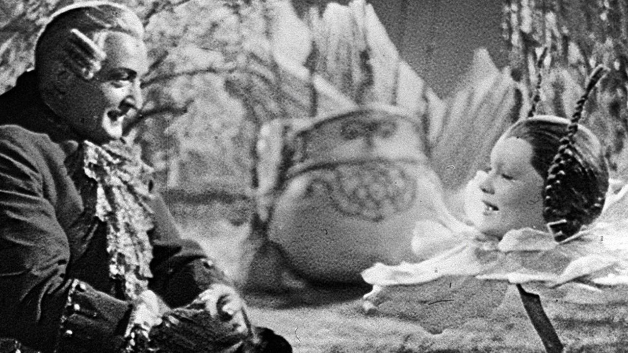 Hans Albers und Käthe Hack in einer Trickszene aus dem UFA-Film "Münchhausen" von 1943 Hans Albers und Käthe Hack in einer Trickszene aus dem UFA-Film "Münchhausen" von 1943