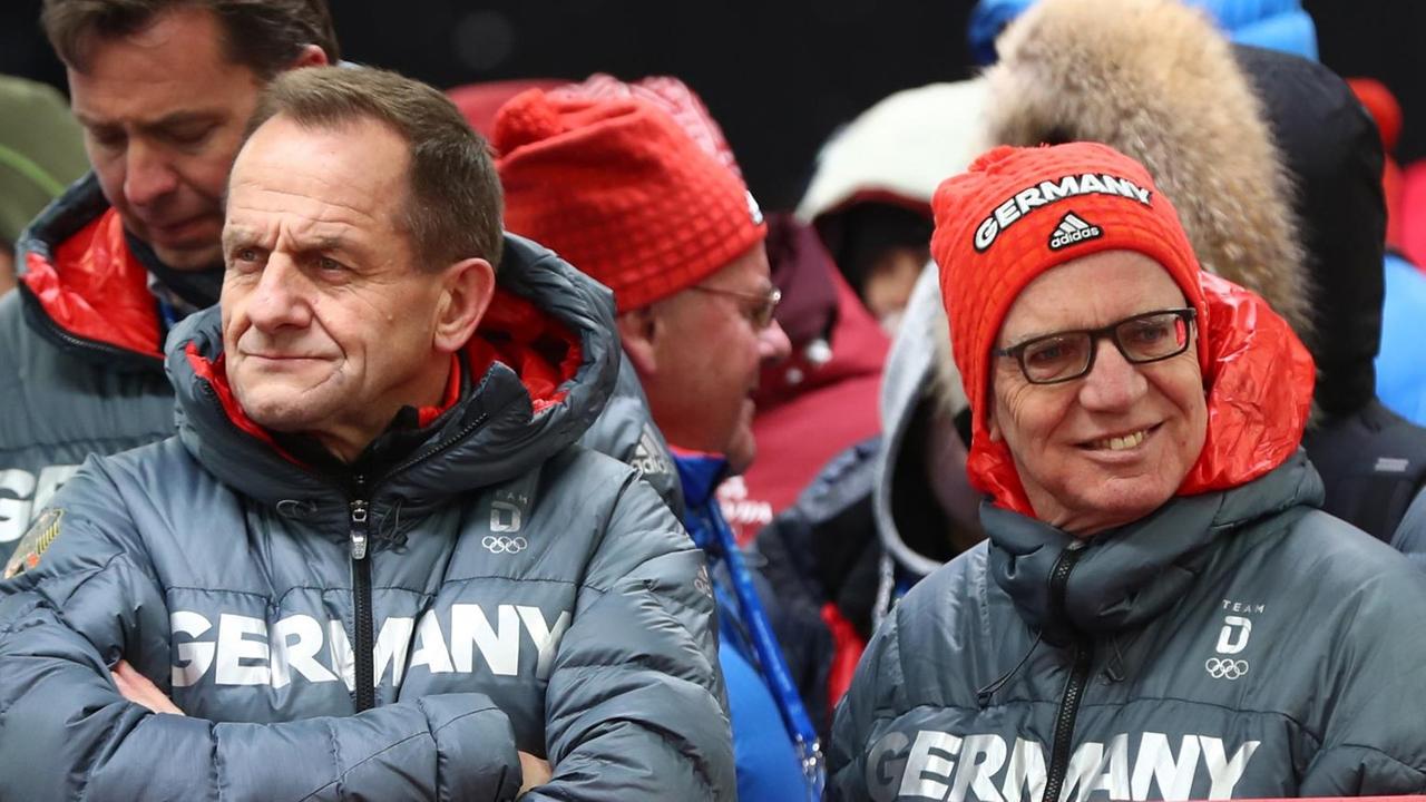 Alfons Hörmann (l), Präsident des Deutschen Olympischen Sportbundes (DOSB) und Ex-Bundesinnenminister, Thomas de Maiziere Alfons Hörmann (l), Präsident des Deutschen Olympischen Sportbundes (DOSB) und Ex-Bundesinnenminister, Thomas de Maiziere