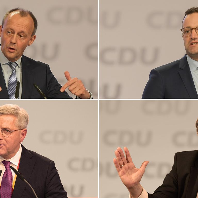 Mögliche Unions-Kanzlerkandidaten Friedrich Merz, Jens Spahn, Norbert Röttgen und Armin Laschet