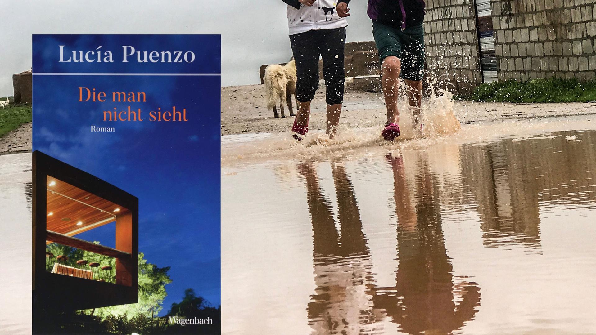 Cover von Lucía Puenzos Krimi "Die man nicht sieht". Im Hintergrund sind Kinder zu sehen, die durch eine schlammige Pfütze laufen. Cover von Lucía Puenzos Krimi "Die man nicht sieht". Im Hintergrund sind Kinder zu sehen, die durch eine schlammige Pfütze laufen.