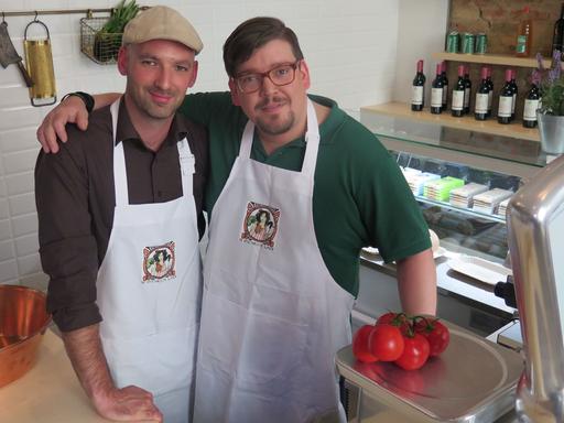 Florian Tenfelde und David Meyer, die beiden Gründer von Berlins zweiter vegetarischer Metzgerei