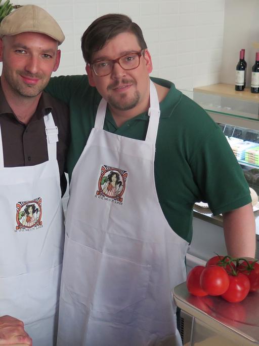 Florian Tenfelde und David Meyer, die beiden Gründer von Berlins zweiter vegetarischer Metzgerei