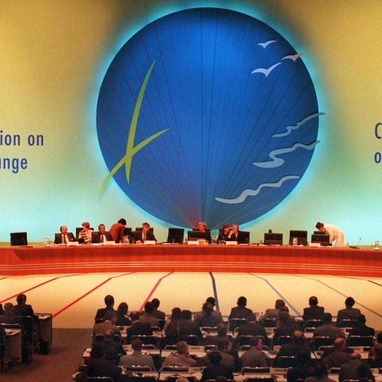 Die Delegierten der UN-Klimakonferenz während der Eröffnungsveranstaltung im Internationalen Kongreßzentrum (ICC)