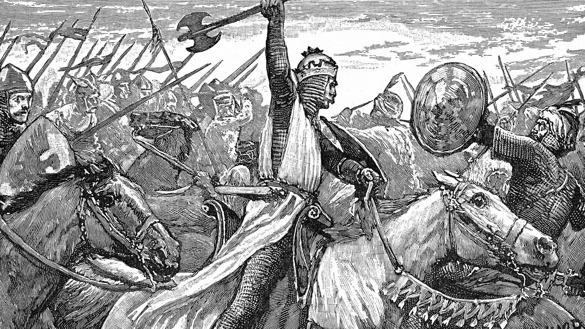 Karl Martell bei der Schlacht bei Poitiers.